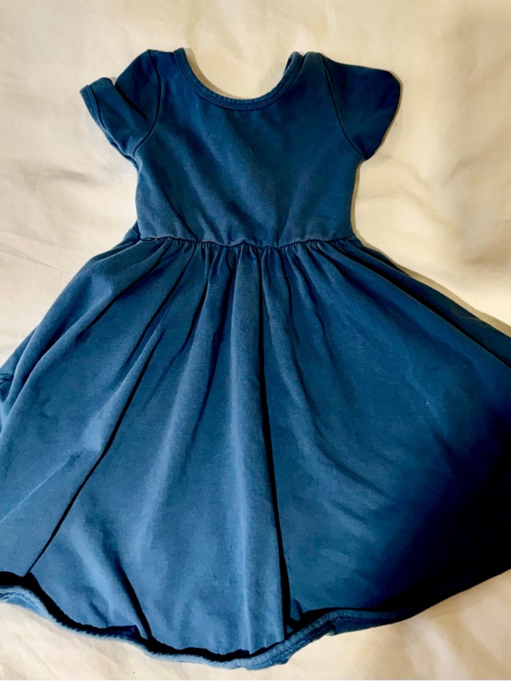 Girlhood Navy Short-Sleeve Kids Twirl Dress